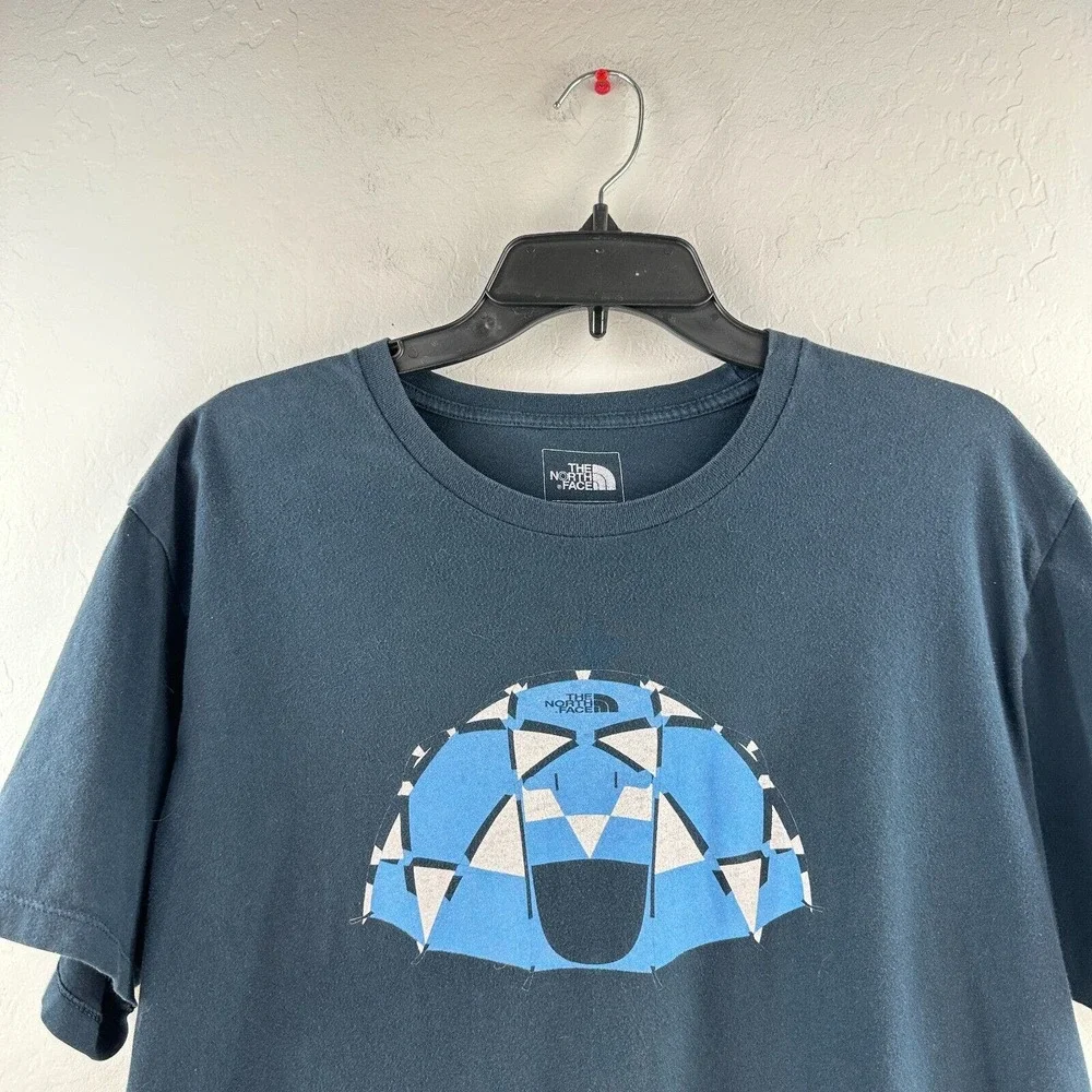 The North Face‎ T-shirt Mens L Blue Tent Tee Outdoors Camping Hiking PNW Arctic